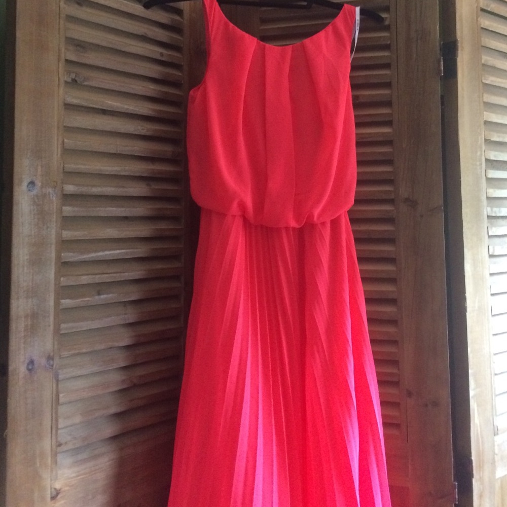 Neon coral maxi dress